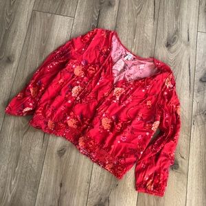 Mudd Colorful Flower Print Crop Top